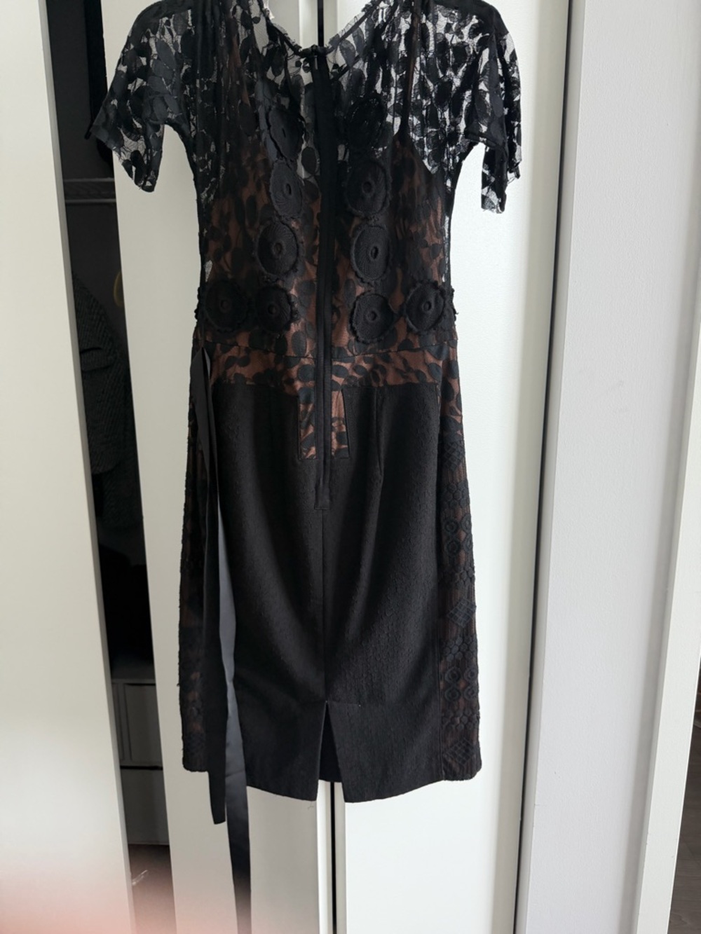 Anthropologie Black Lace Midi Dress with Rust Slip - Picture 2 of 2
